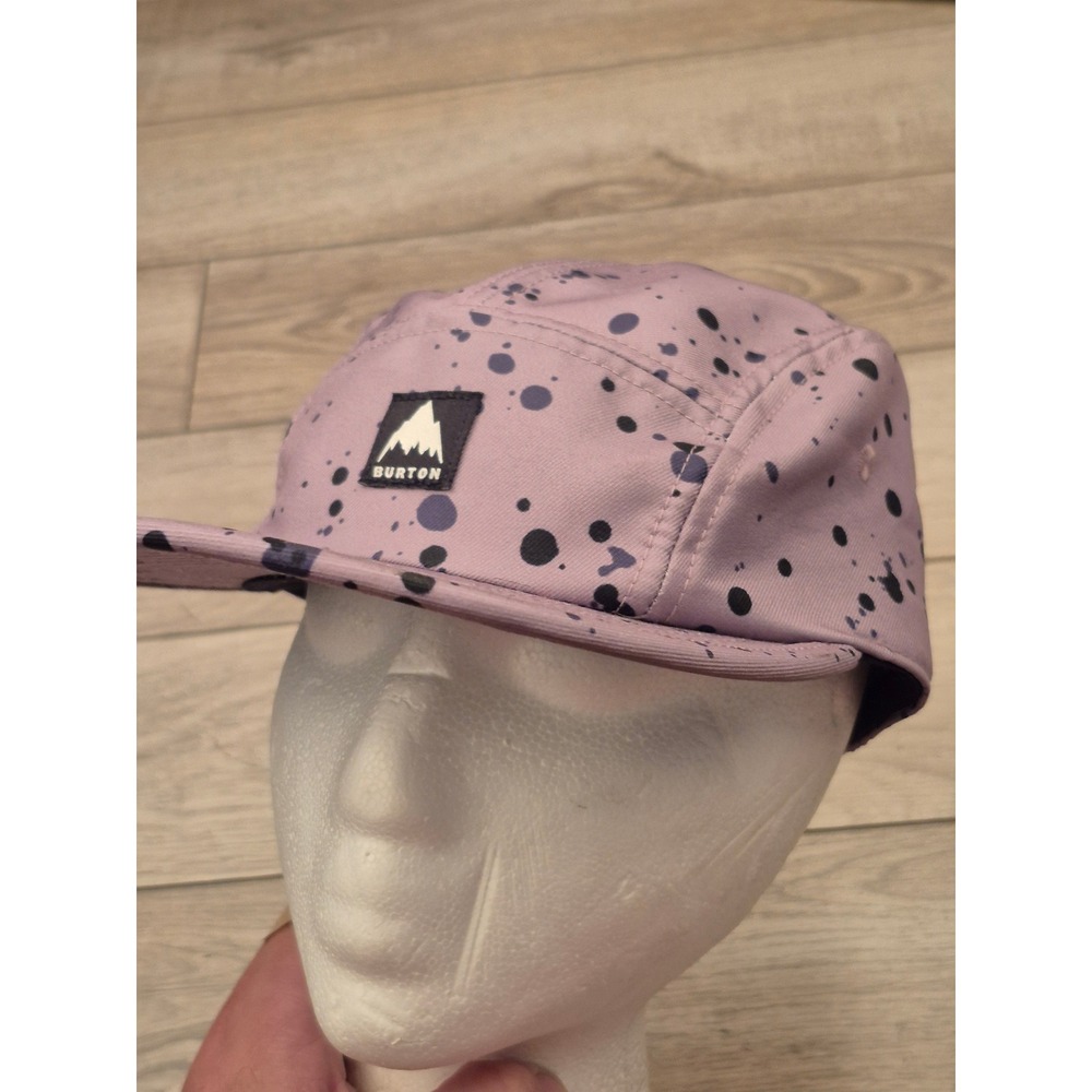Burton Mens 5 Panel Camper Hat Purple Black Paint Splatter Logo Adjustable Cap - Picture 4 of 16